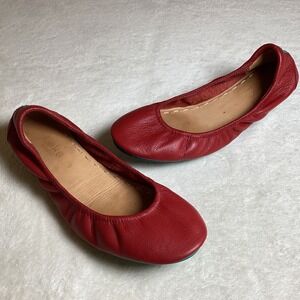 Tieks Red Leather Ballet Flats Size 9, Full‑Grain Leather, Excellent Condition